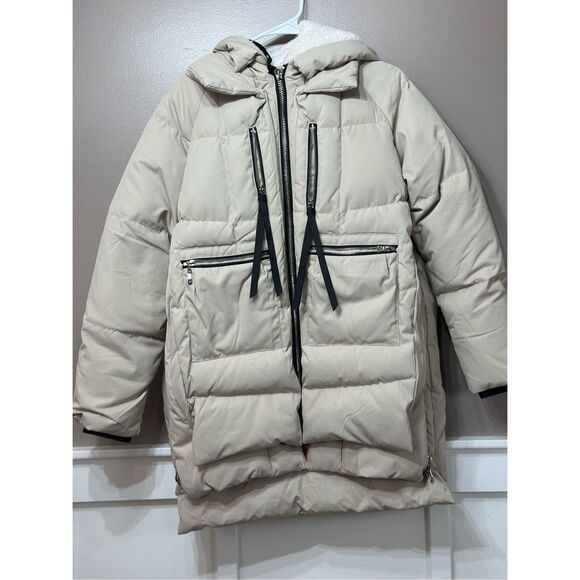 NWOT Orolay 092 Classics Stone Tan Thickened Duck Down Puffer Hooded Jacket Med - Picture 2 of 13